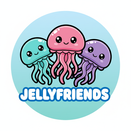 crea un logo dove metti tre meduse di colori diversi stile cartoon 